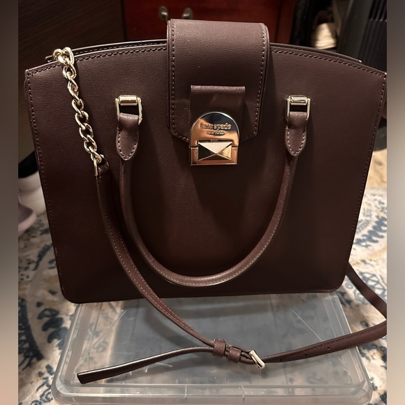 Kate Spade Stud Lock Handbag Satchel Wild Berry Mulled Wine Burgundy Leather - Picture 1 of 5